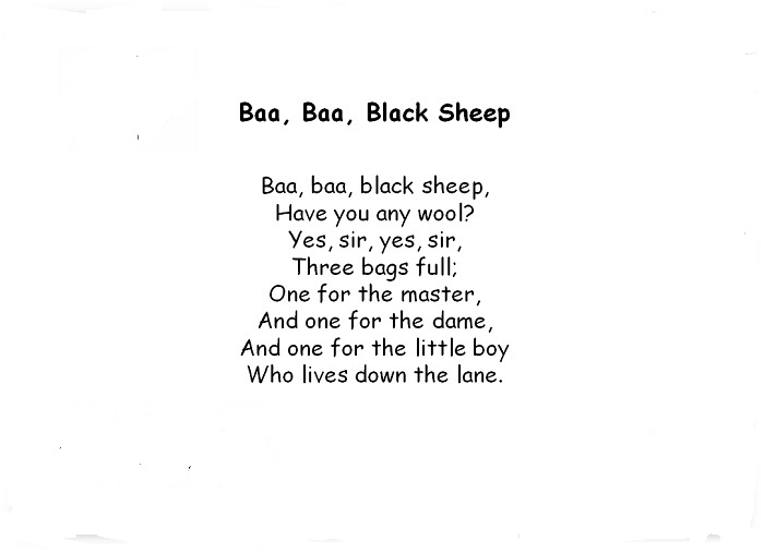 Baa Baa Black Sheep Educational And Online Activities For Kids