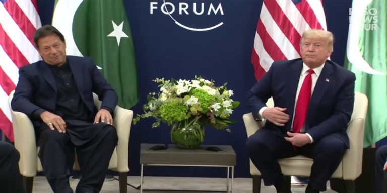 Pakistan PM Imran Khan with US President Donald Trump in Davos