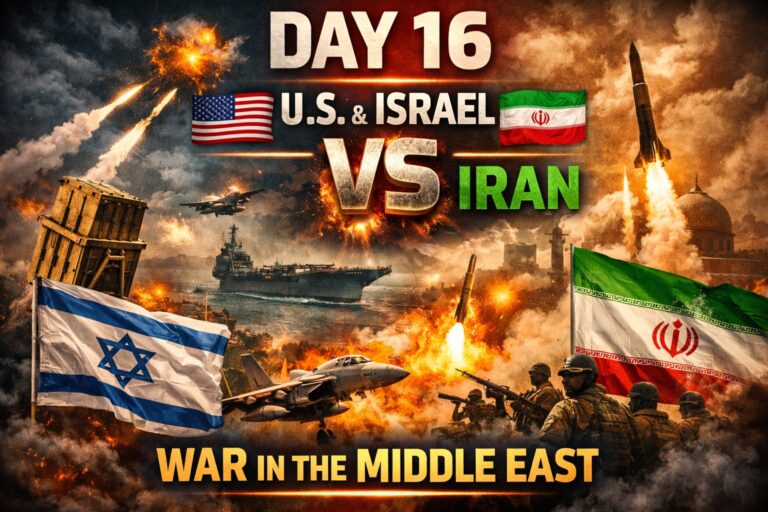 Day 16 of war fire and flags